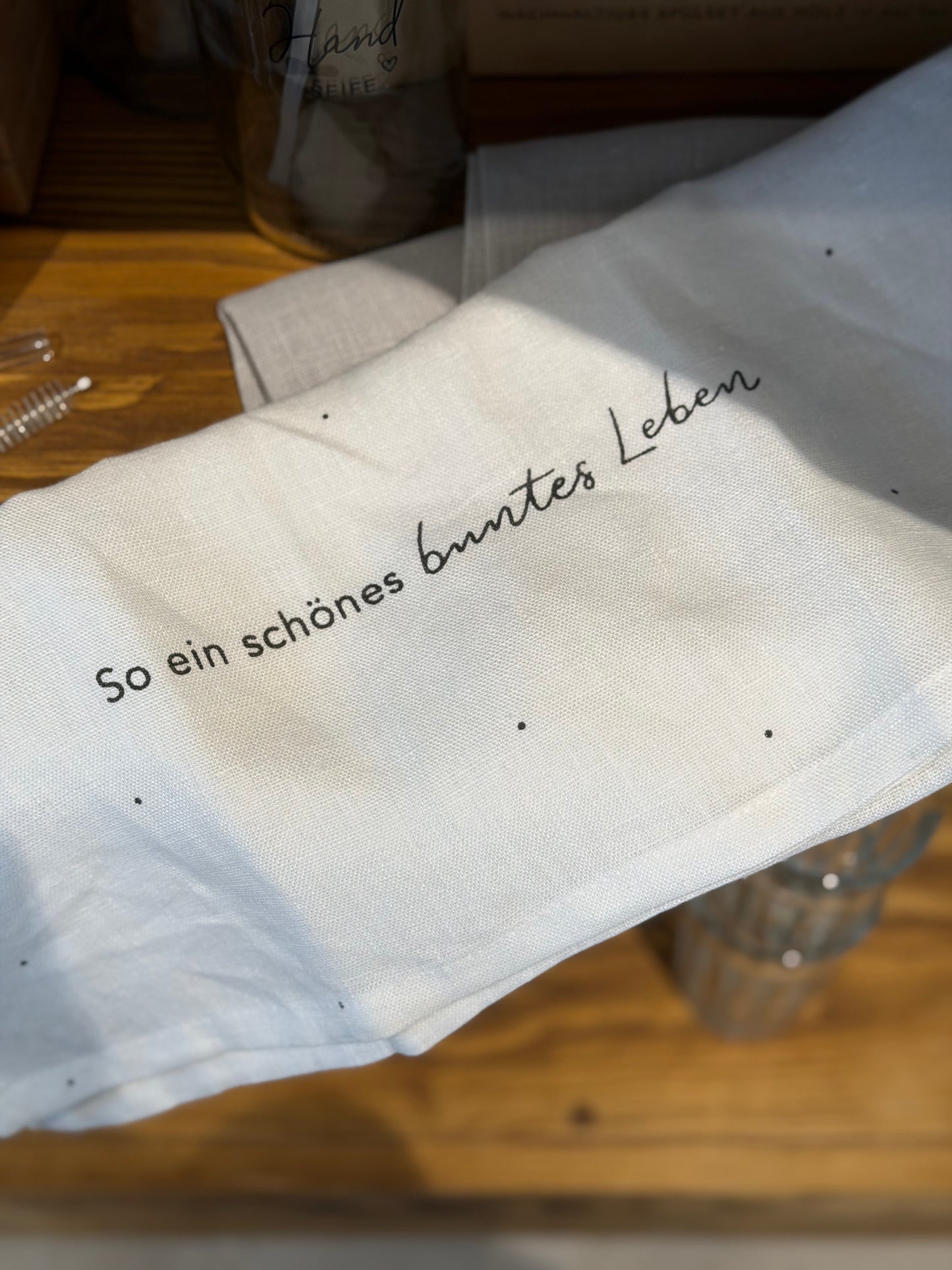 Leinen Geschirrtuch mit Motiv