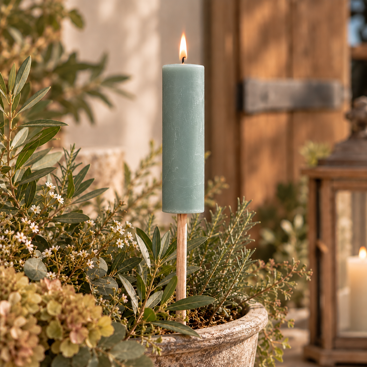 Gartenfackel mit Holzstab in Eukalyptus