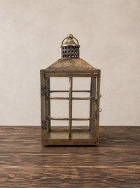 Laterne Antique in Antikgold aus Metall und Glas